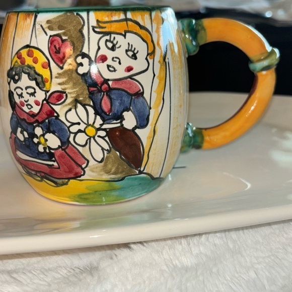 Vintage Italian F.s. Faone Scardin Majolica
Pottery Barrel Coffee Mug Cup 1 of 6 - Picture 2 of 9